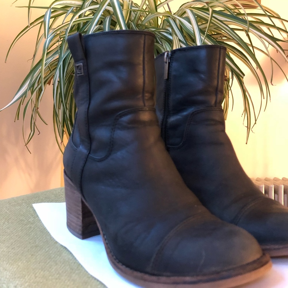 sperry top-sider • leather ankle boot / 5, black